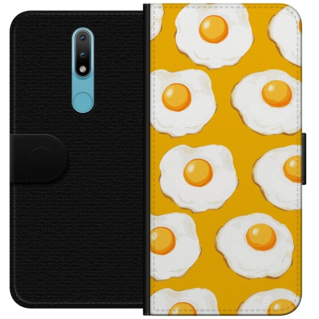 Wallet case for Nokia 2.4 with Fried egg design