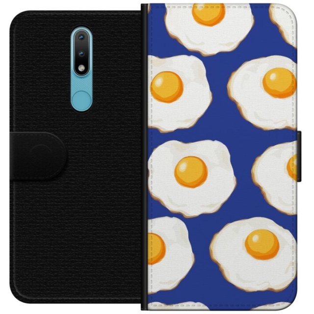 Wallet case for Nokia 2.4 with Fried eggs design