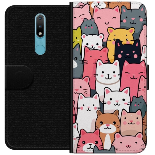 Wallet case for Nokia 2.4 with Cat pattern design