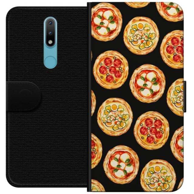 Wallet case for Nokia 2.4 with Pizza design