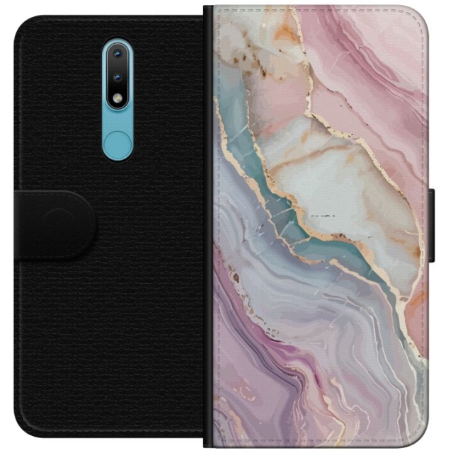 Wallet case for Nokia 2.4 with Marble design
