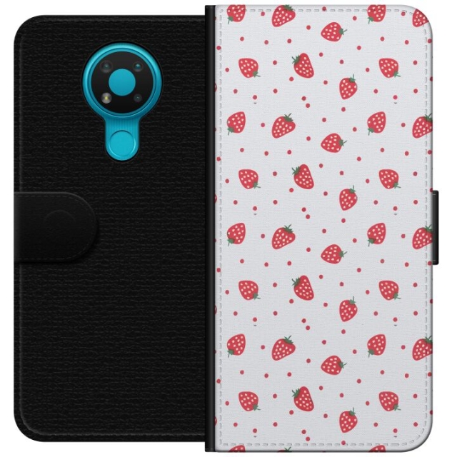 Wallet case for Nokia 3.4 with Strawberries design