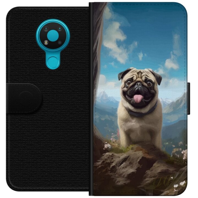 Wallet case for Nokia 3.4 with Happy Dog design