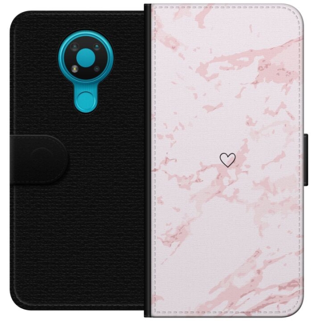 Wallet case for Nokia 3.4 with Pink Heart design