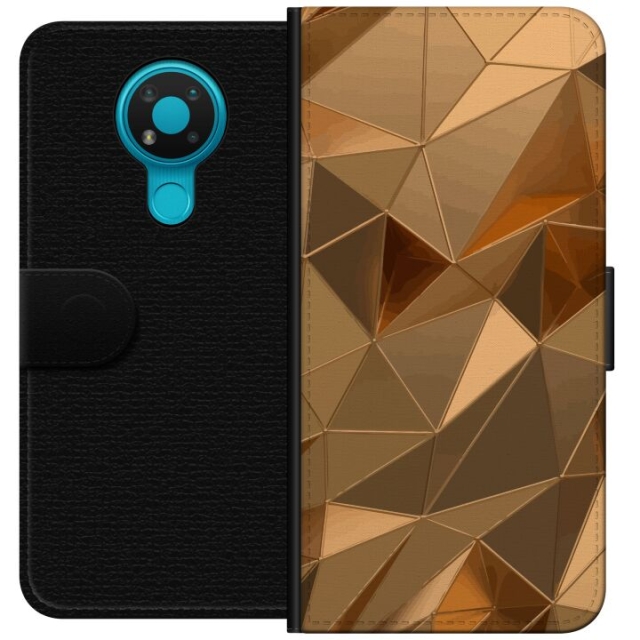 Wallet case for Nokia 3.4 with 3D Gold design