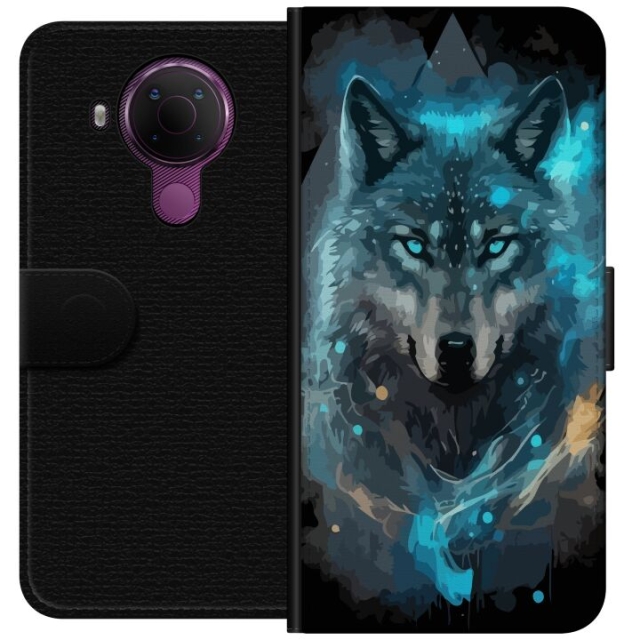 Wallet case for Nokia 5.4 with Wolf design