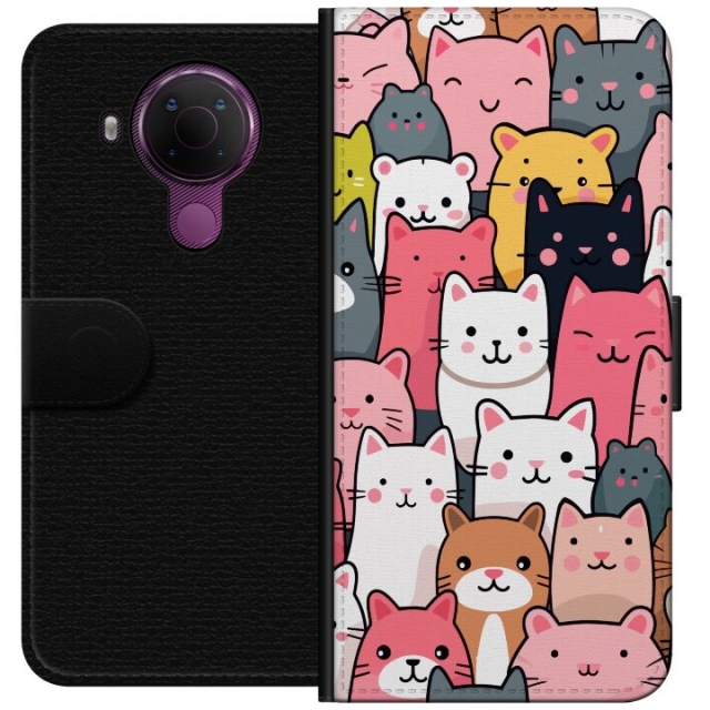 Wallet case for Nokia 5.4 with Cat pattern design