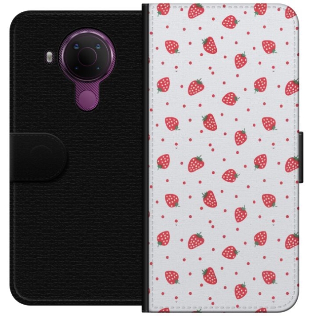Wallet case for Nokia 5.4 with Strawberries design