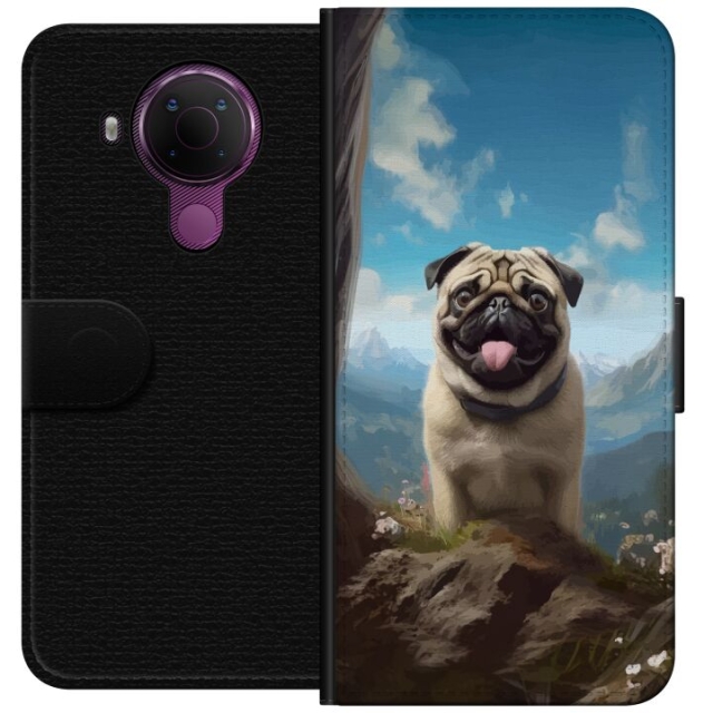 Wallet case for Nokia 5.4 with Happy Dog design