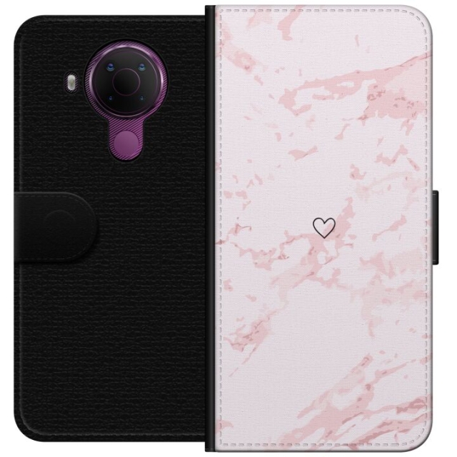 Wallet case for Nokia 5.4 with Pink Heart design