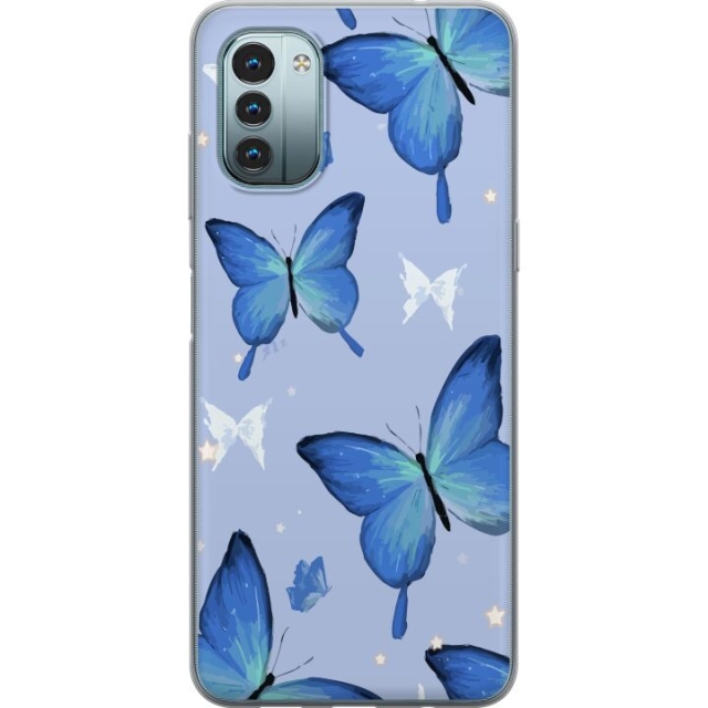 Mobile case for Nokia G11 with Blue butterflies design