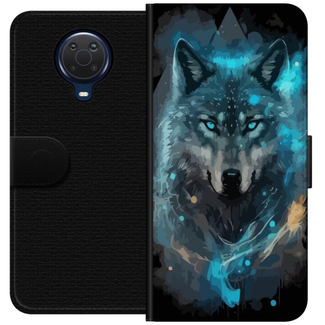 Wallet case for Nokia G20 with Wolf design