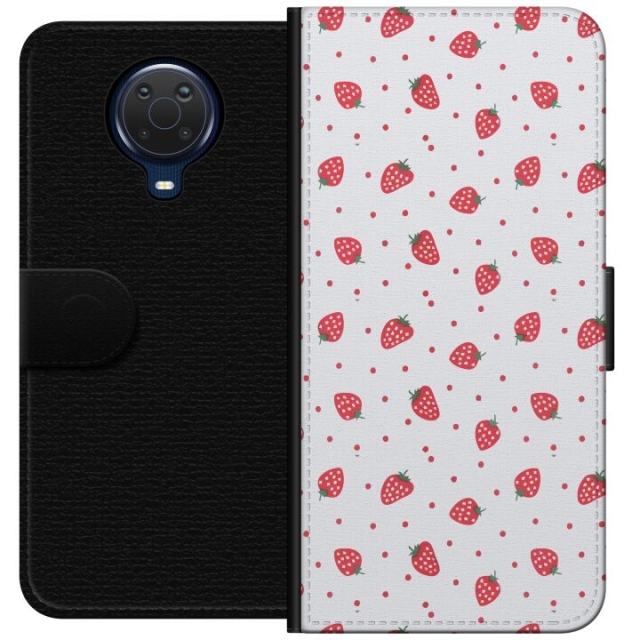Wallet case for Nokia G20 with Strawberries design