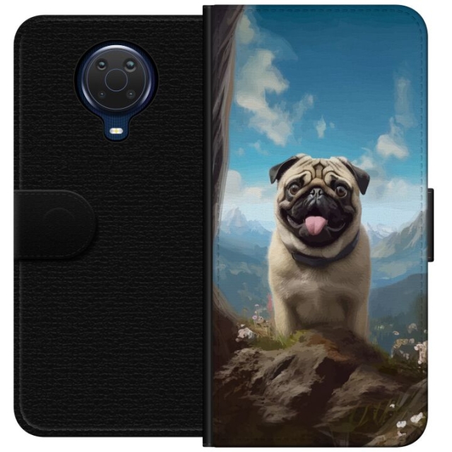 Wallet case for Nokia G20 with Happy Dog design