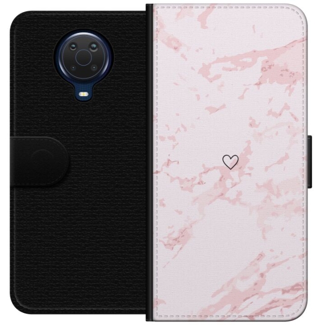 Wallet case for Nokia G20 with Pink Heart design