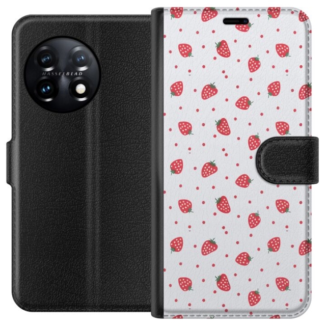 Wallet case for OnePlus 11 with Strawberries design