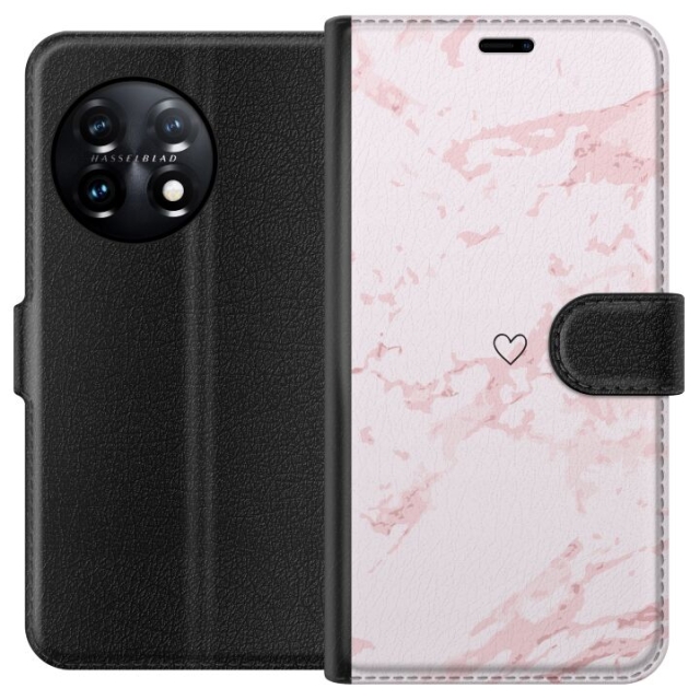 Wallet case for OnePlus 11 with Pink Heart design