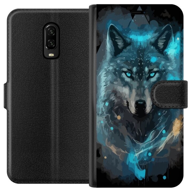 Wallet case for OnePlus 6T with Wolf design