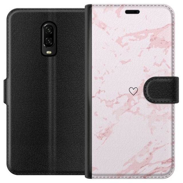 Wallet case for OnePlus 6T with Pink Heart design