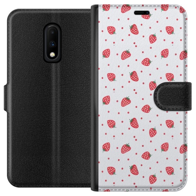 Wallet case for OnePlus 7 with Strawberries design