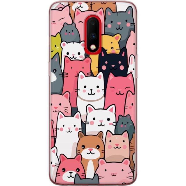 Mobile case for OnePlus 7 with Cat pattern design
