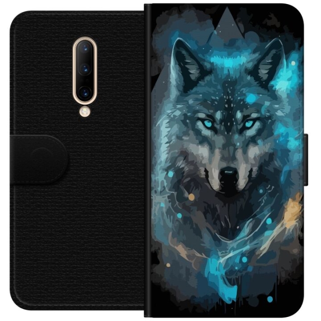 Wallet case for OnePlus 7 Pro with Wolf design