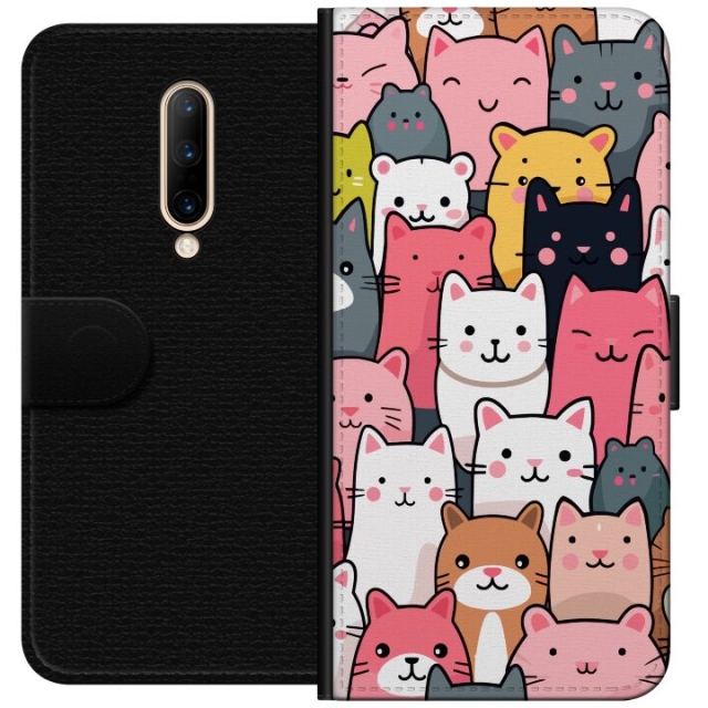 Wallet case for OnePlus 7 Pro with Cat pattern design