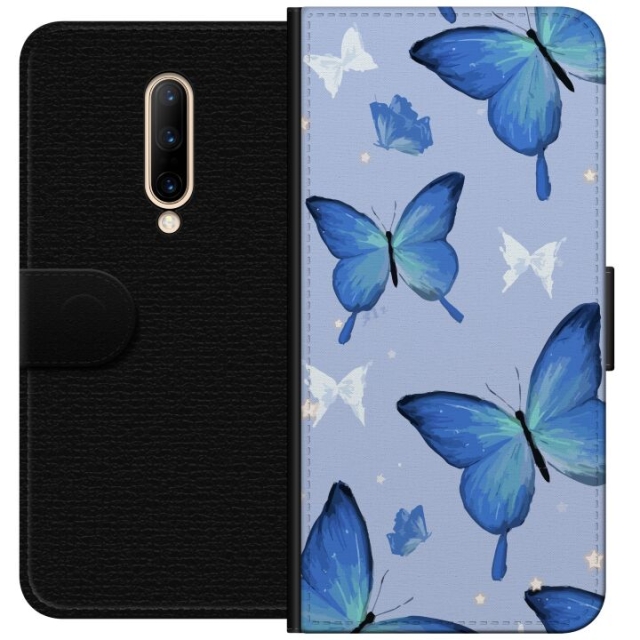 Wallet case for OnePlus 7 Pro with Blue butterflies design