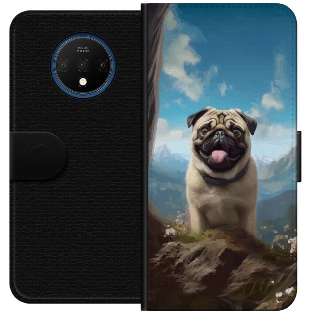 Wallet case for OnePlus 7T with Happy Dog design
