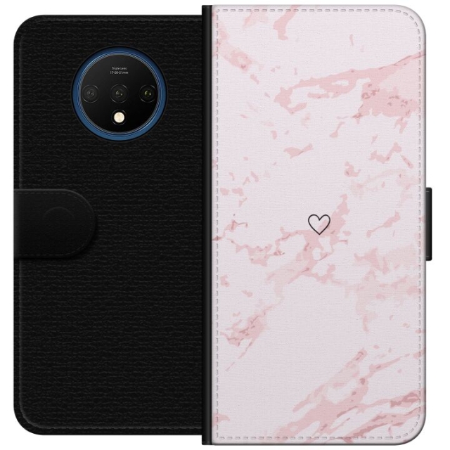 Wallet case for OnePlus 7T with Pink Heart design