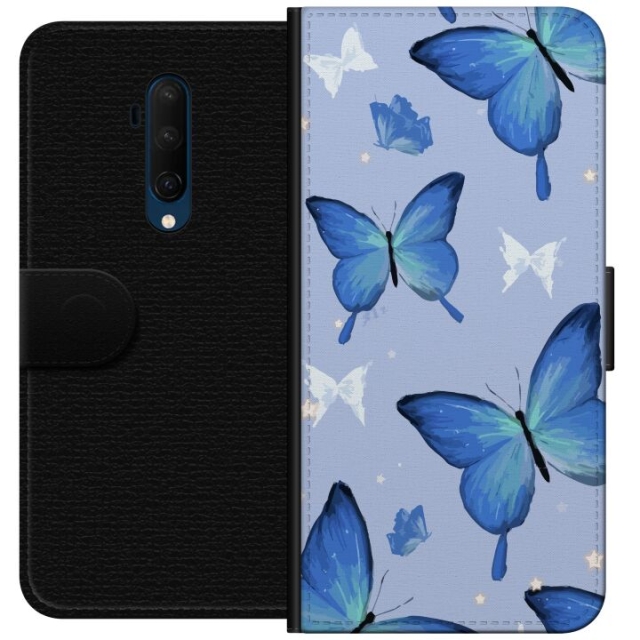 Wallet case for OnePlus 7T Pro with Blue butterflies design