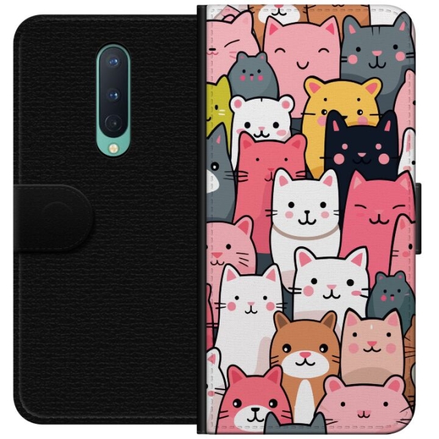 Wallet case for OnePlus 8 with Cat pattern design
