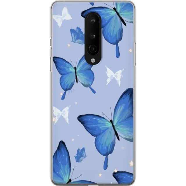 Mobile case for OnePlus 8 with Blue butterflies design
