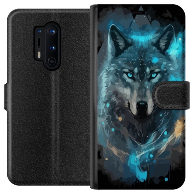 Wallet case for OnePlus 8 Pro with Wolf design