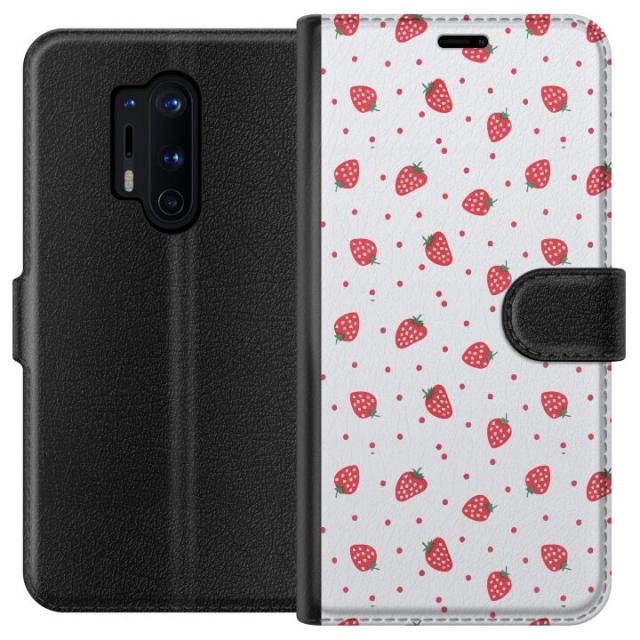Wallet case for OnePlus 8 Pro with Strawberries design