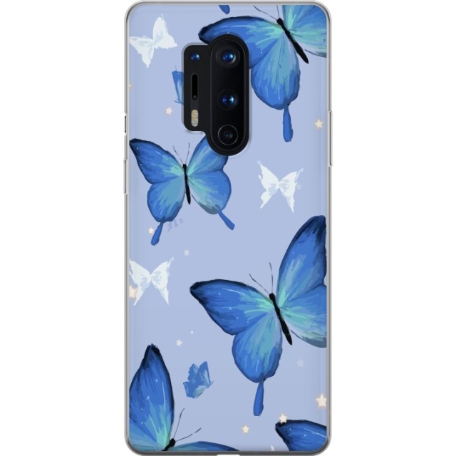 Mobile case for OnePlus 8 Pro with Blue butterflies design