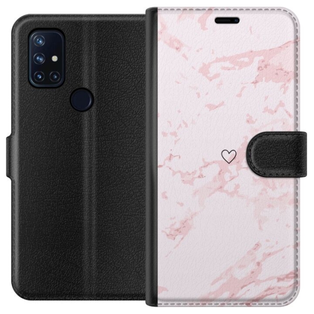 Wallet case for OnePlus Nord N10 5G with Pink Heart design