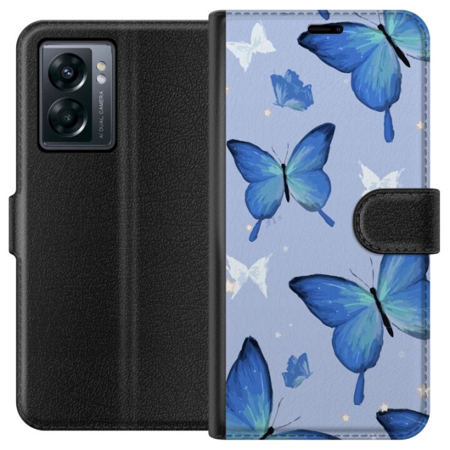 Wallet case for OnePlus Nord N300 with Blue butterflies design