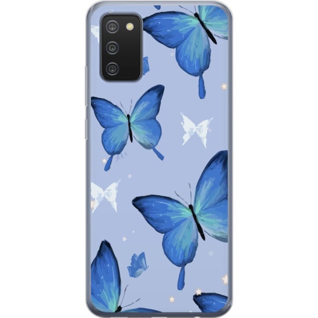 Mobile case for Samsung Galaxy A02s with Blue butterflies design