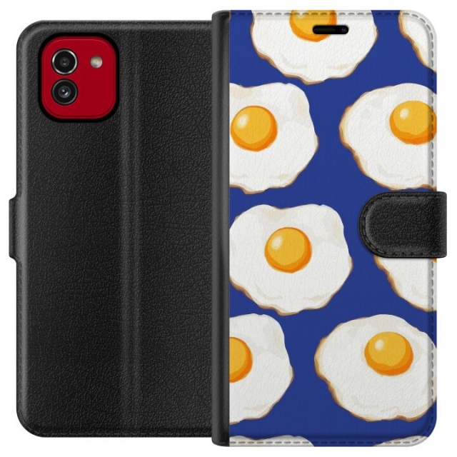 Wallet case for Samsung Galaxy A03 with Fried eggs design