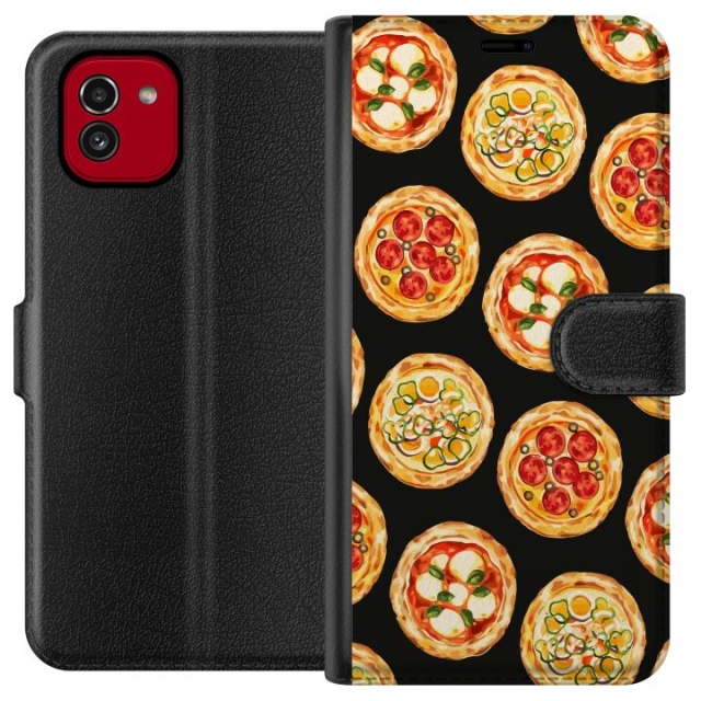 Wallet case for Samsung Galaxy A03 with Pizza design