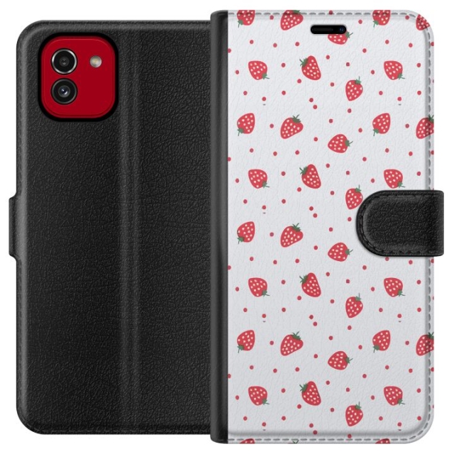 Wallet case for Samsung Galaxy A03 with Strawberries design