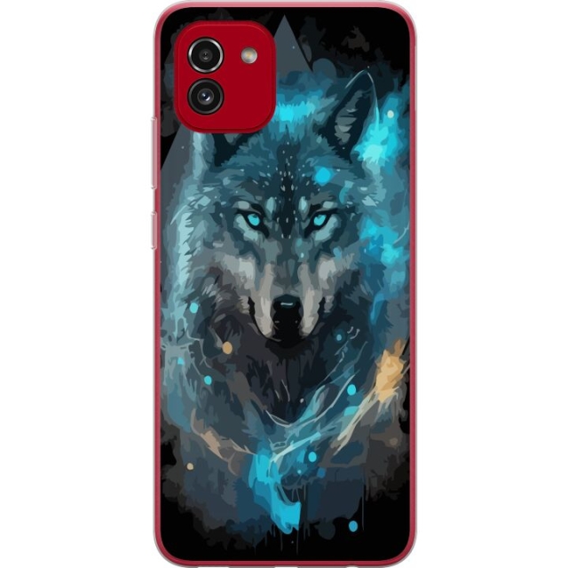 Mobile case for Samsung Galaxy A03 with Wolf design