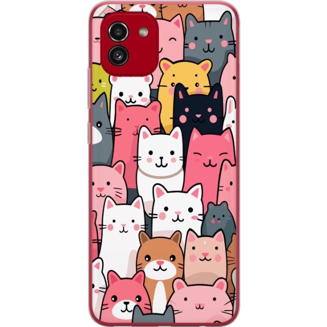 Mobile case for Samsung Galaxy A03 with Cat pattern design