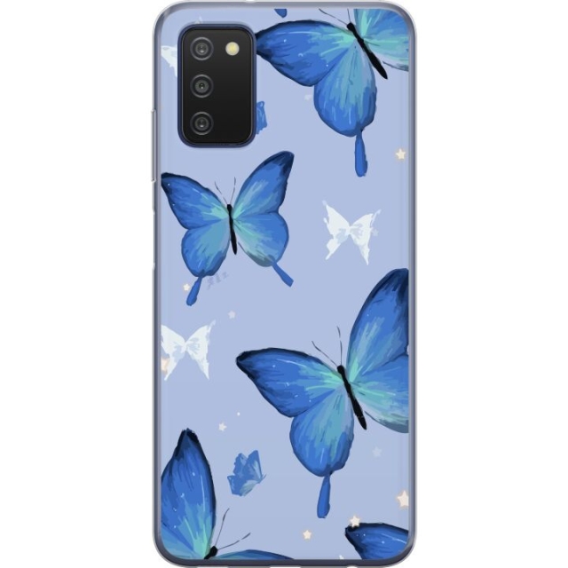 Mobile case for Samsung Galaxy A03s with Blue butterflies design