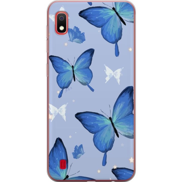 Mobile case for Samsung Galaxy A10 with Blue butterflies design