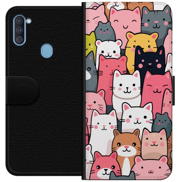 Wallet case for Samsung Galaxy A11 with Cat pattern design
