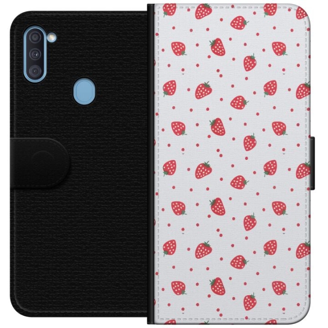 Wallet case for Samsung Galaxy A11 with Strawberries design
