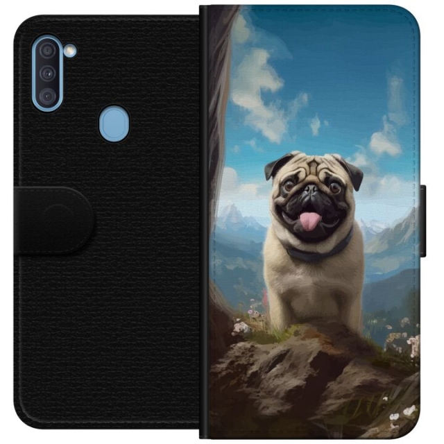 Wallet case for Samsung Galaxy A11 with Happy Dog design