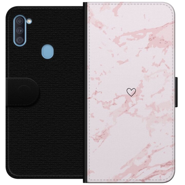 Wallet case for Samsung Galaxy A11 with Pink Heart design